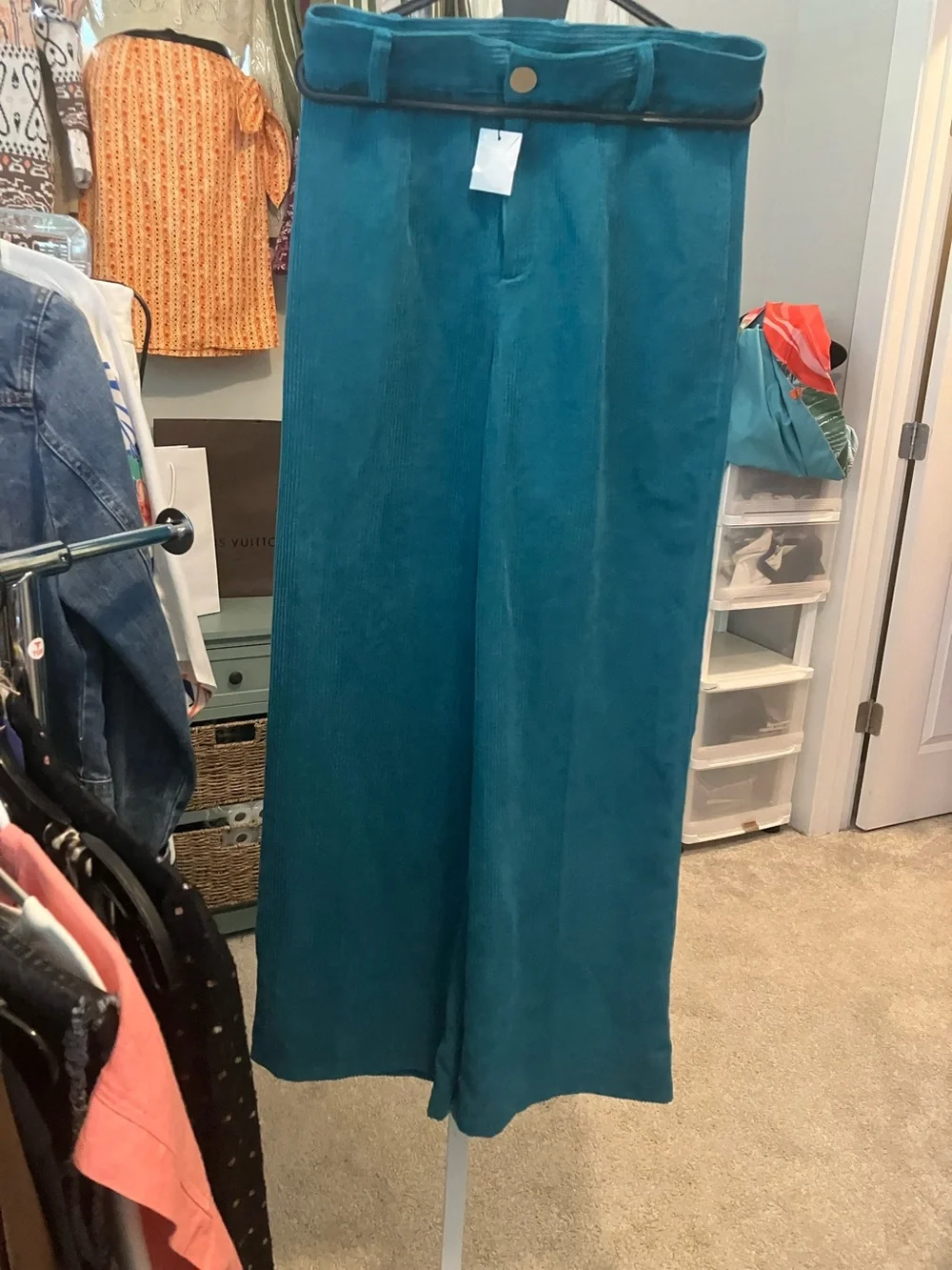 Current Air Teal Wide-Leg Corduroy Pants - Picture 2 of 6